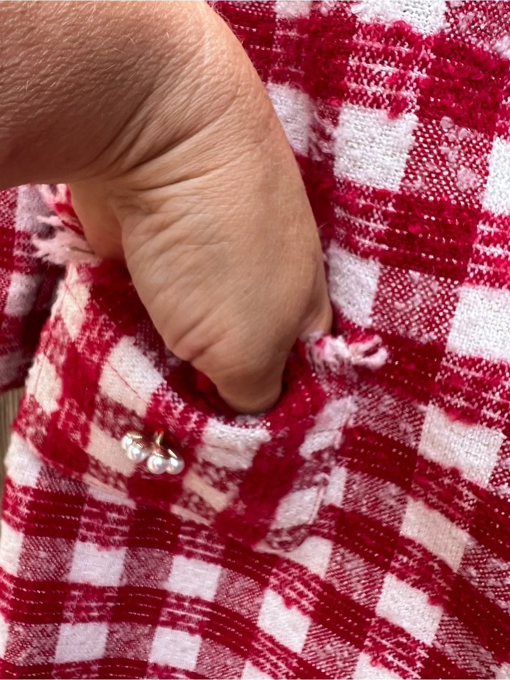 RACHEL ZOE Unique Red White Gingham Tweed Dress Coat Jacket Girls 6
